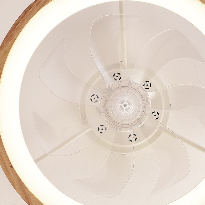 Ceiling Fan with Light Flush Mount LED Dimmable 20 Inch Round Wood Finish Quiet Motor for Bedroom Living Room Low Profile Japanese Style | Thomler