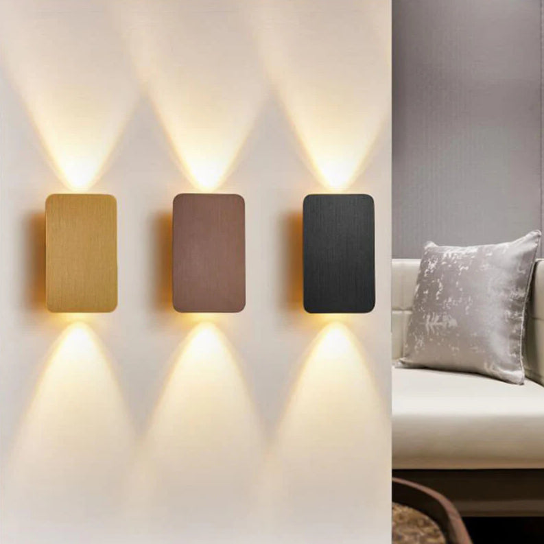 2-Light Aluminum Wall Sconce Modern Flat Rectangular LED Fixture for Bedroom, Hallway & Living Room | Hardwired Mount Lighting | Thomler
