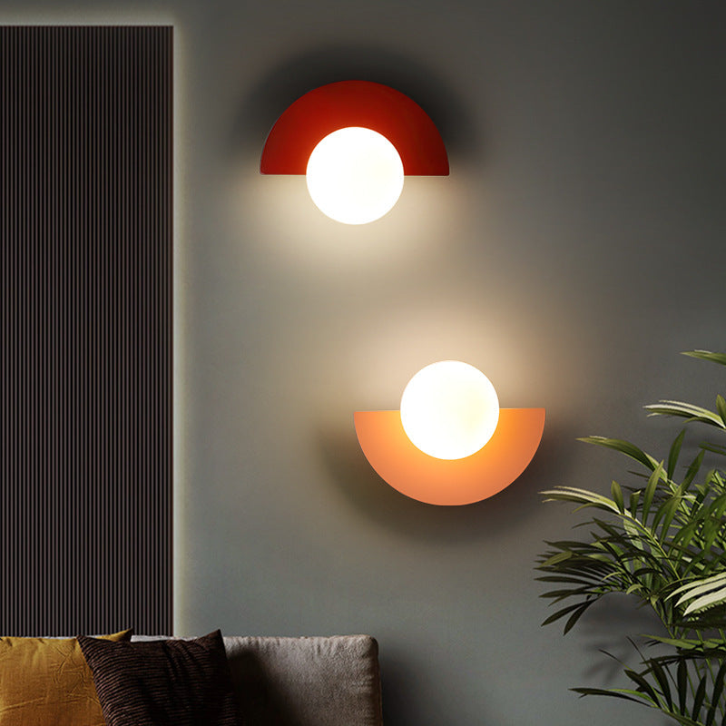 Half-Moon Glass Wall Sconce with Colorful PVC Globe for Living Room & Bedroom | Modern Indoor Accent Lighting Fixture | Thomler