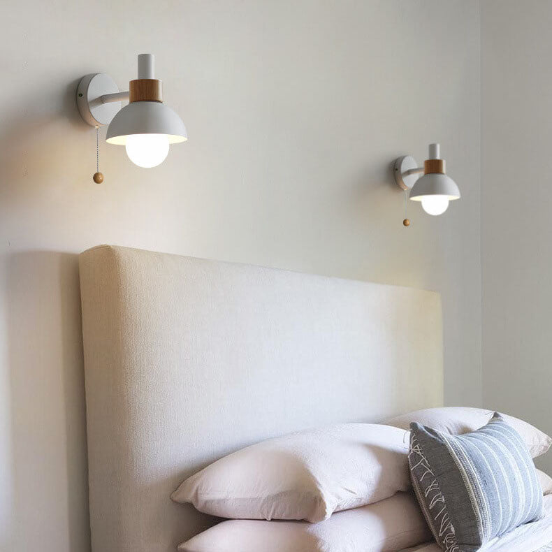 Globe Wall Light with Pull Chain Switch for Bedroom & Living Room – Dome Shade Sconce, Vintage-Inspired Design | Thomler