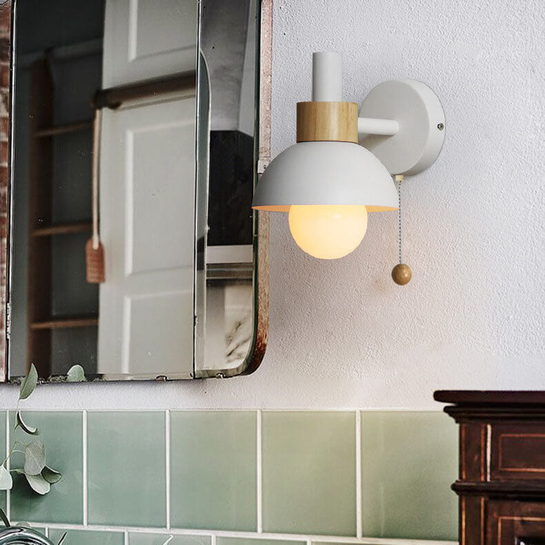 Globe Wall Light with Pull Chain Switch for Bedroom & Living Room – Dome Shade Sconce, Vintage-Inspired Design | Thomler