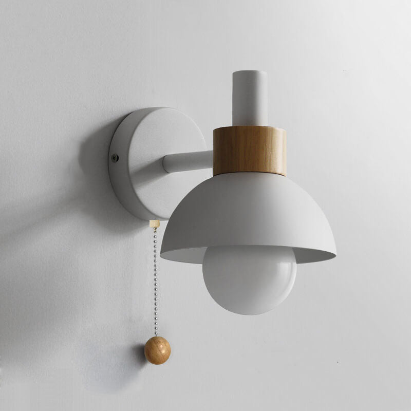 Globe Wall Light with Pull Chain Switch for Bedroom & Living Room – Dome Shade Sconce, Vintage-Inspired Design | Thomler