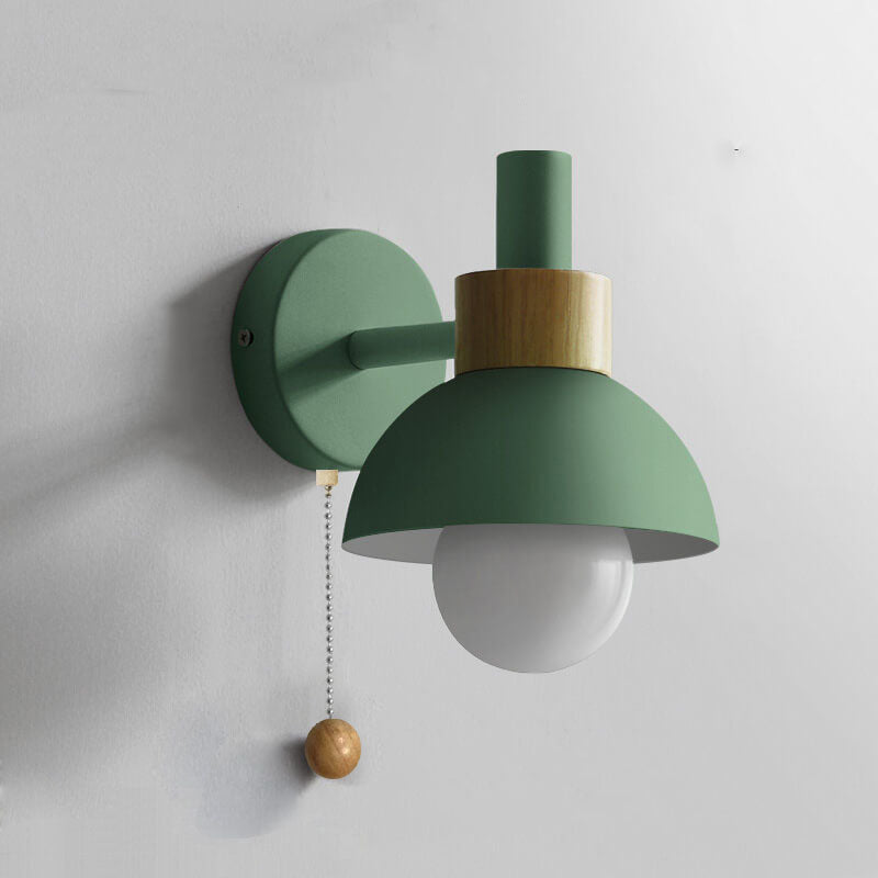 Globe Wall Light with Pull Chain Switch for Bedroom & Living Room – Dome Shade Sconce, Vintage-Inspired Design | Thomler