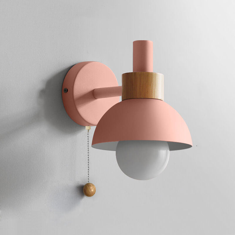 Globe Wall Light with Pull Chain Switch for Bedroom & Living Room – Dome Shade Sconce, Vintage-Inspired Design | Thomler
