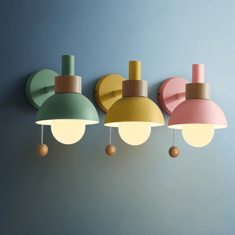 Globe Wall Light with Pull Chain Switch for Bedroom & Living Room – Dome Shade Sconce, Vintage-Inspired Design | Thomler