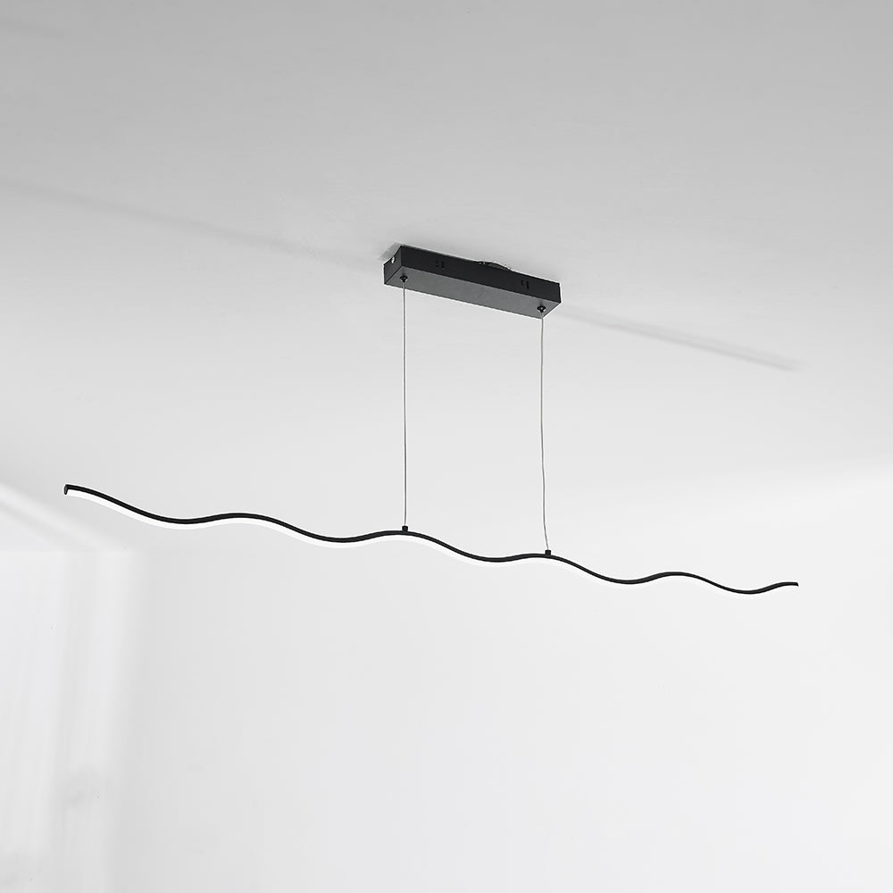Contemporary Wave LED Linear Suspension Light – Metal Fixture for Living Room, Bedroom & Kitchen | Thomler