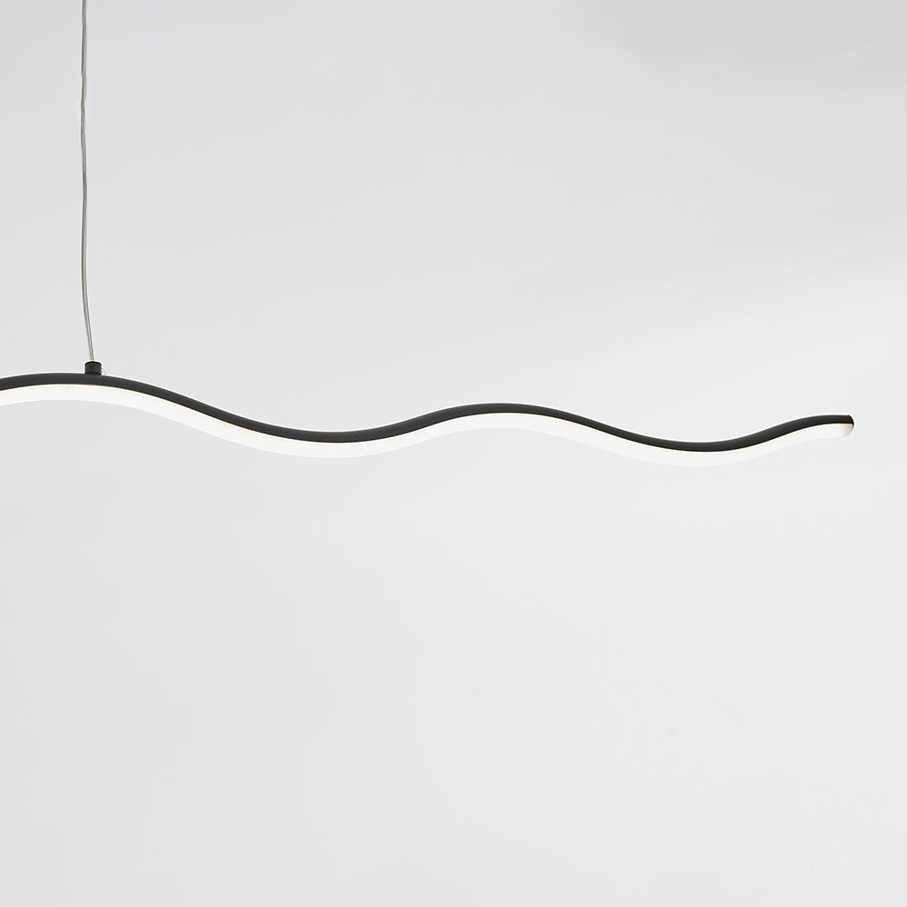 Contemporary Wave LED Linear Suspension Light – Metal Fixture for Living Room, Bedroom & Kitchen | Thomler