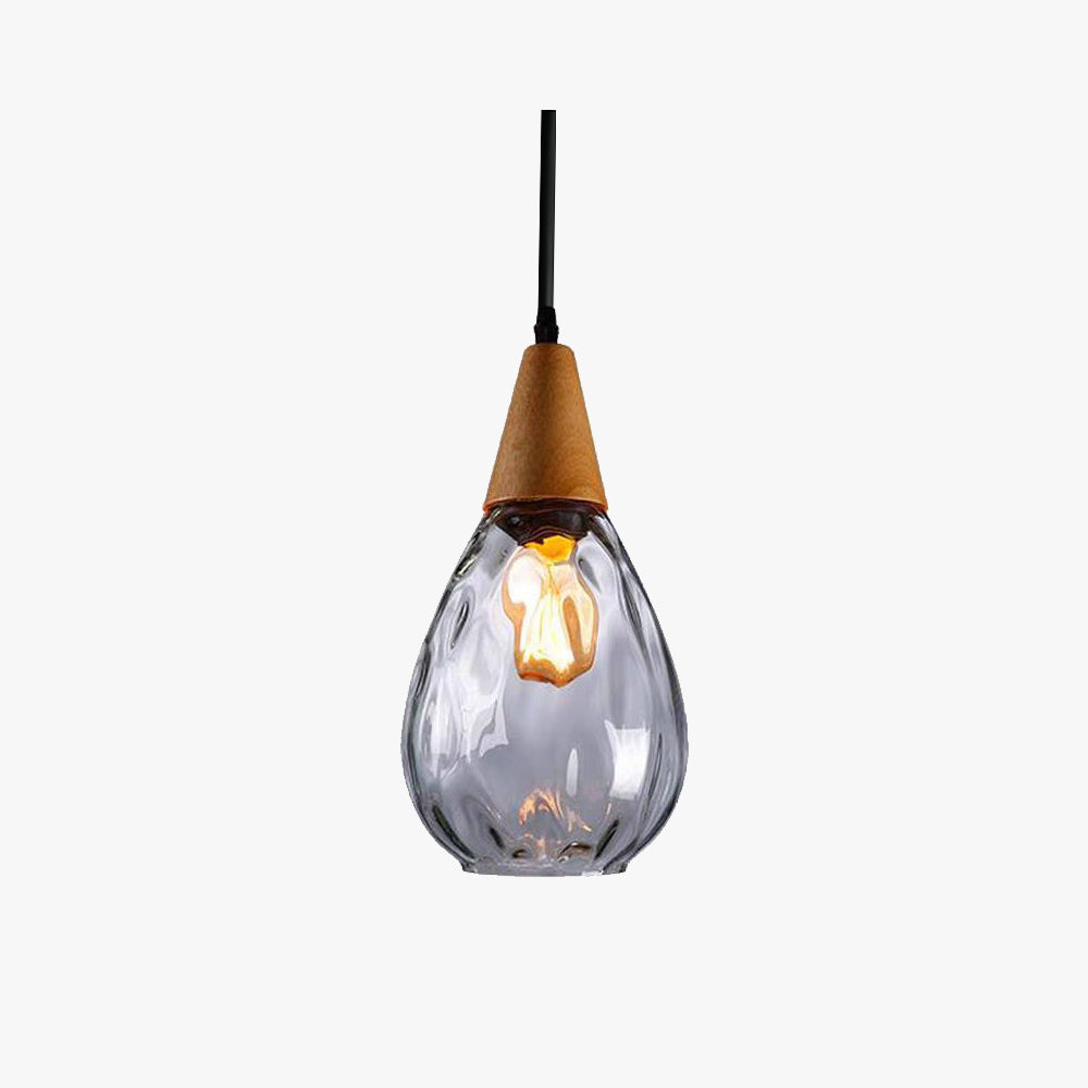 Pendant Light Glass Wood E26 Indoor Dining Room Kitchen Island Hanging Ceiling Lamp Adjustable Cord Vintage Modern | Thomler