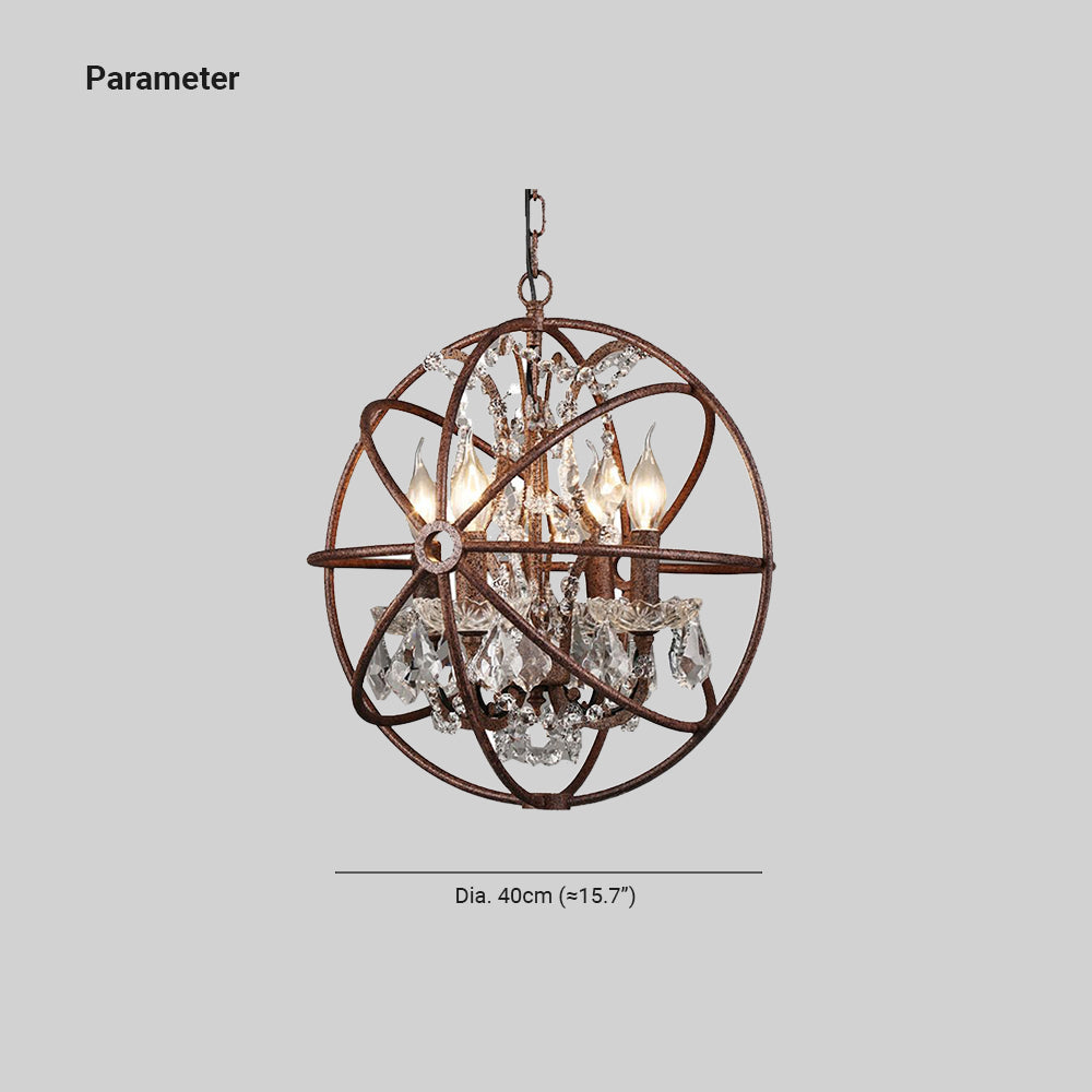Industrial Farmhouse Hanging Fixture with Crystal Accents & Aged Metal Finish for Dining Room & Living Space | Thomler