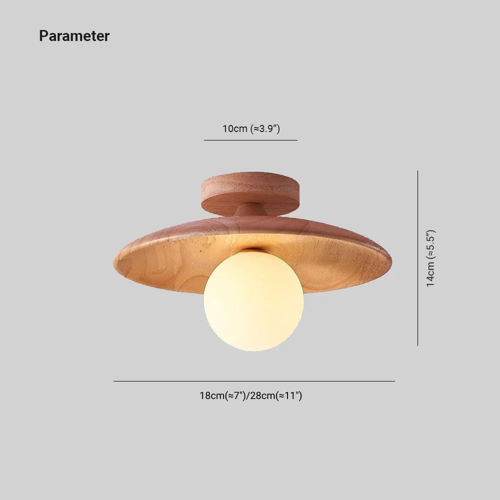 Contemporary Wood & Glass Globe Ceiling Light – Hardwired Flush Mount for Kitchen & Bedroom – G9 LED Base | Thomler