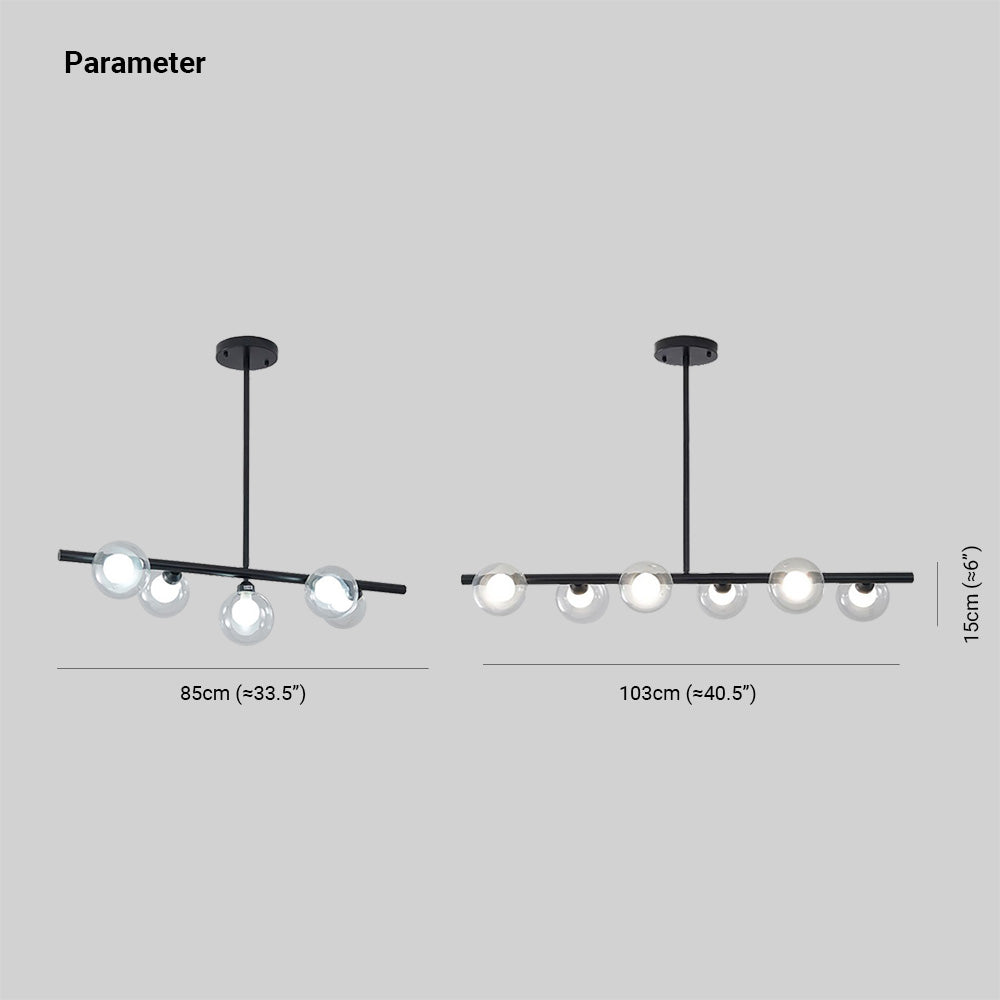 Kitchen Island Overhead Fixture with Textured Glass Globes 5 or 6 Heads Hanging for Dining Room | Thomler