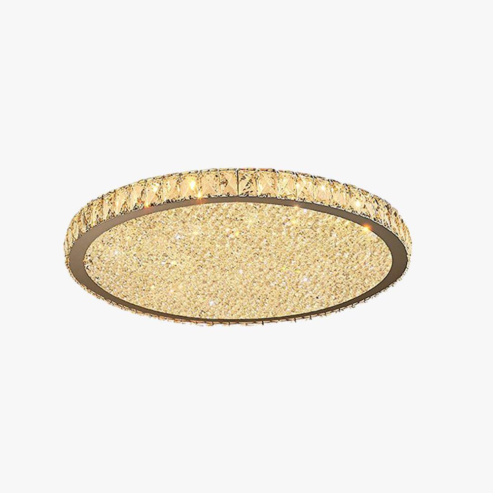 Crystal Flush Mount Overhead Fixture – Elegant Metal & Glass Design for Bedroom, Dining, Living Room | Thomler