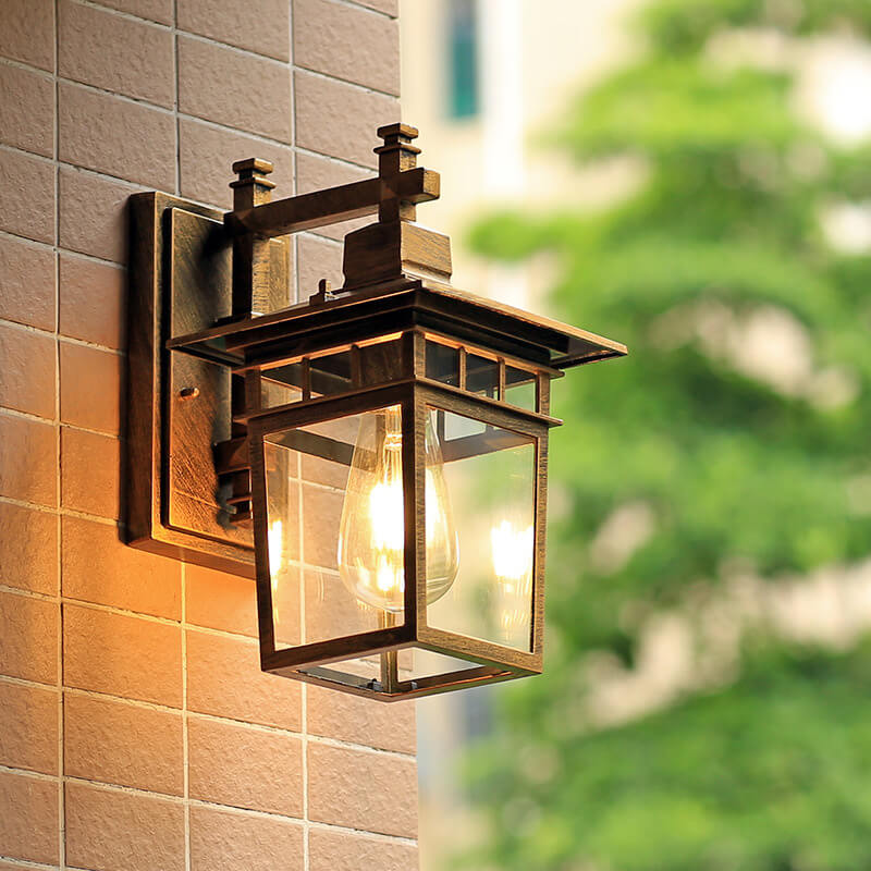 Wall Lamp Cast Aluminium E27 38.0 cm Black Outdoor Garden Porch Patio Lantern Light Fixture Weather Resistant | Thomler