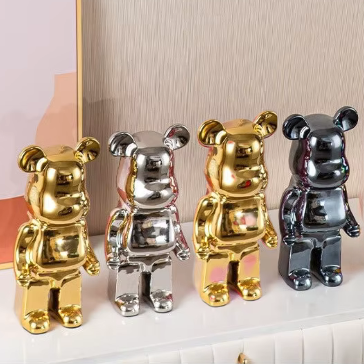 Abstract Bear Figurine Resin Sculpture Modern Home Decor Statue Art Piece for Shelves Desk Office Living Room Colorful Animal Accent Gift | Thomler