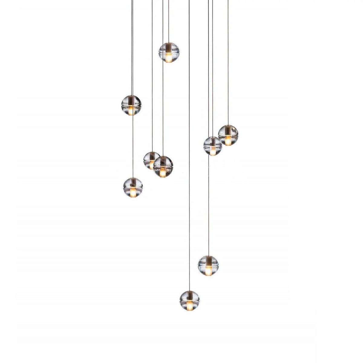 Spherical Glass Globe Multi-Drop Hanging Fixture – Adjustable Stairwell & Entryway Chandelier with Chrome Hardware | Thomler