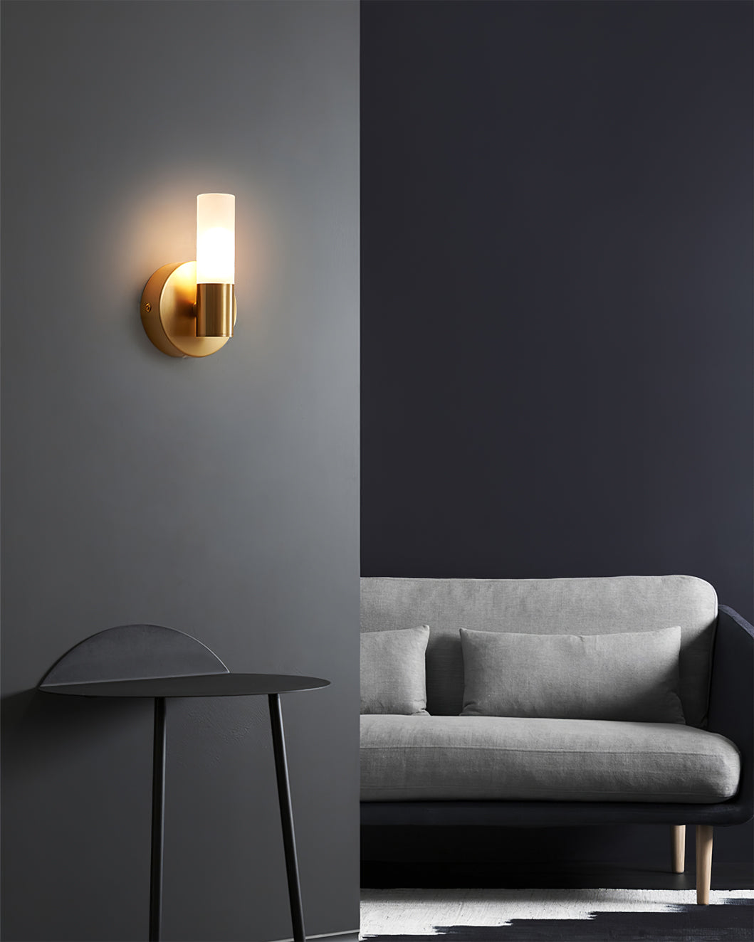 Wall Lamp Brass Glass Cylinder 3.1 in LED Indoor Bathroom Hallway Sconce Modern Etched Shade G9 Fixture | Thomler