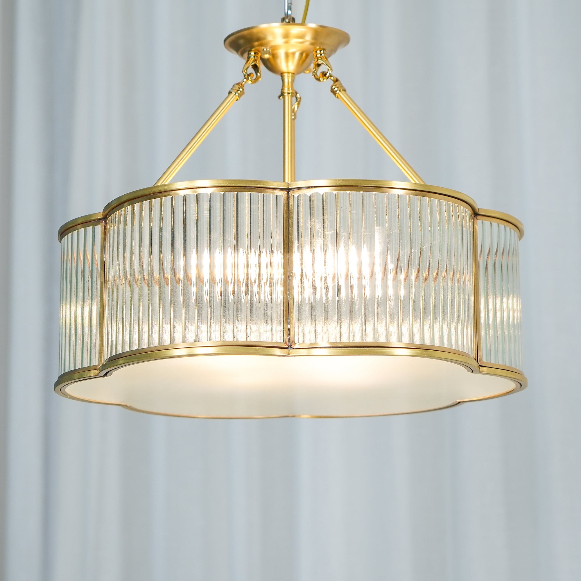 Ceiling Light Brass Glass 19.7 in Flush Mount Living Room Bedroom Quatrefoil Decorative Indoor Lighting Fixture | Thomler