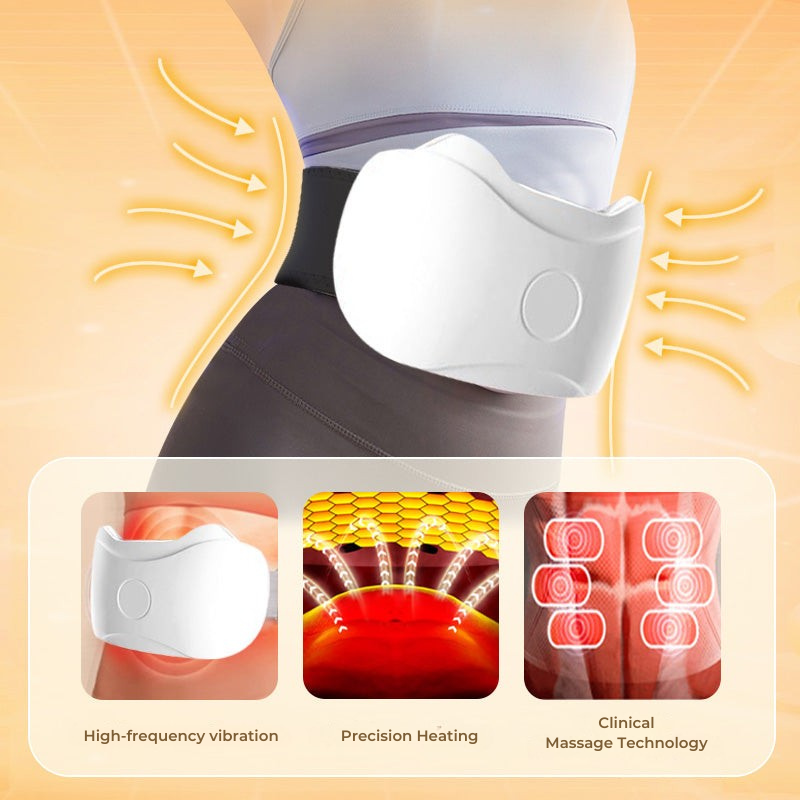 Cordless Abdominal Massager with Heat & Vibration for Digestive Comfort and Muscle Relaxation, Rechargeable Portable Belly Massage Device | Thomler