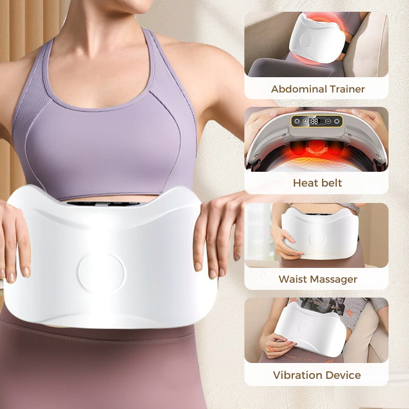 Cordless Abdominal Massager with Heat & Vibration for Digestive Comfort and Muscle Relaxation, Rechargeable Portable Belly Massage Device | Thomler