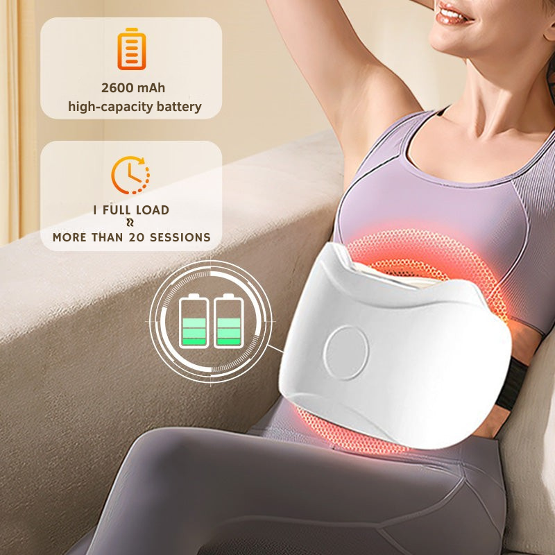 Cordless Abdominal Massager with Heat & Vibration for Digestive Comfort and Muscle Relaxation, Rechargeable Portable Belly Massage Device | Thomler