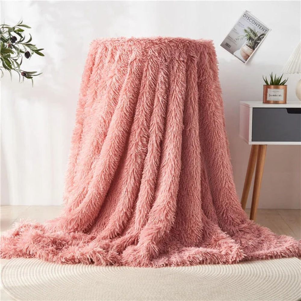 Reversible Plush Synthetic Fur Throw – Year-Round Warmth & Silky Softness for Couch, Bed & Travel | Thomler