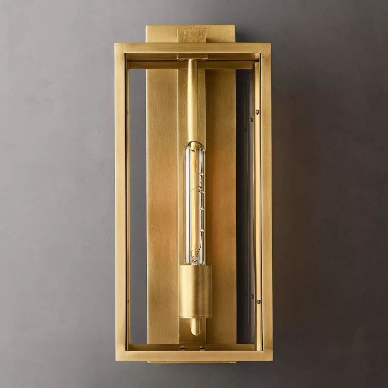 Glass & Steel Frame Wall Light Fixture with LED Bulb for Entryway, Bedroom & Hallway | Thomler