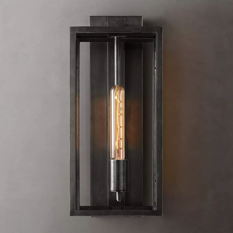 Glass & Steel Frame Wall Light Fixture with LED Bulb for Entryway, Bedroom & Hallway | Thomler