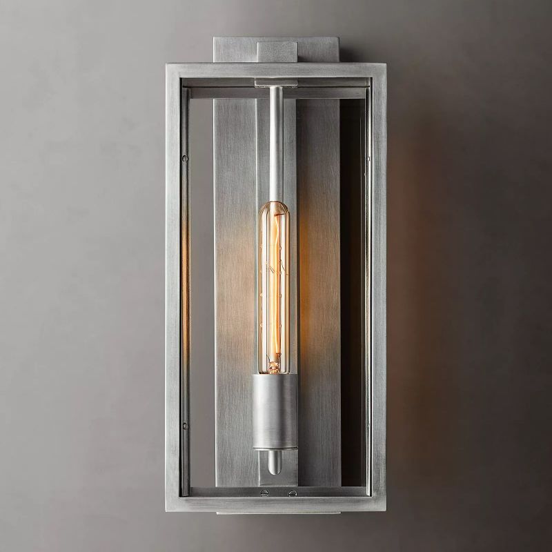 Glass & Steel Frame Wall Light Fixture with LED Bulb for Entryway, Bedroom & Hallway | Thomler