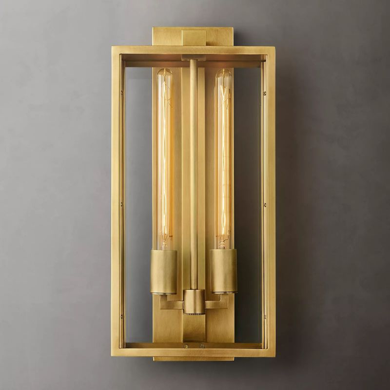 Glass & Steel Frame Wall Light Fixture with LED Bulb for Entryway, Bedroom & Hallway | Thomler