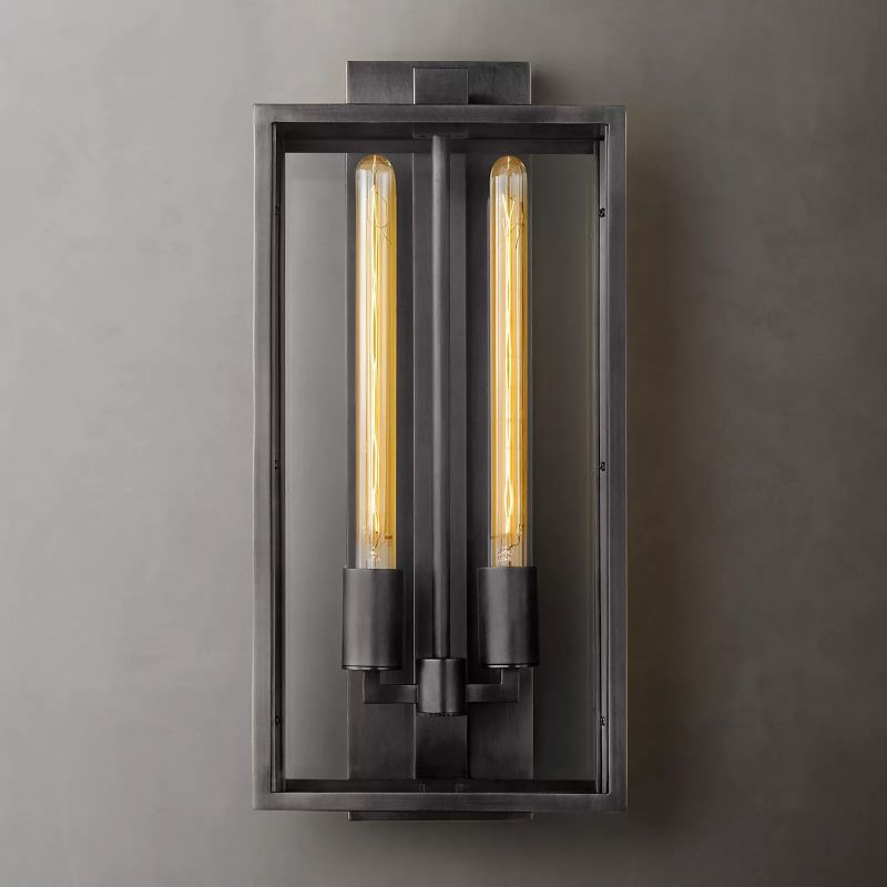 Glass & Steel Frame Wall Light Fixture with LED Bulb for Entryway, Bedroom & Hallway | Thomler