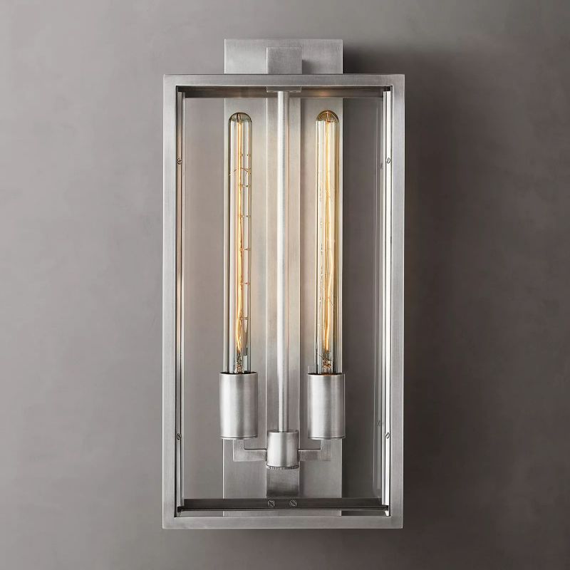 Glass & Steel Frame Wall Light Fixture with LED Bulb for Entryway, Bedroom & Hallway | Thomler