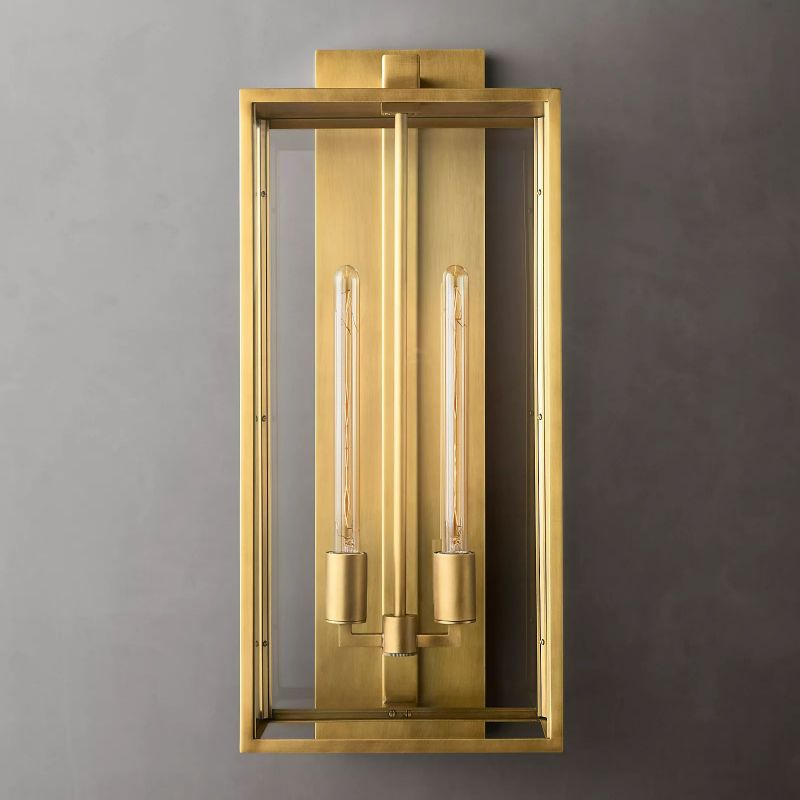 Glass & Steel Frame Wall Light Fixture with LED Bulb for Entryway, Bedroom & Hallway | Thomler
