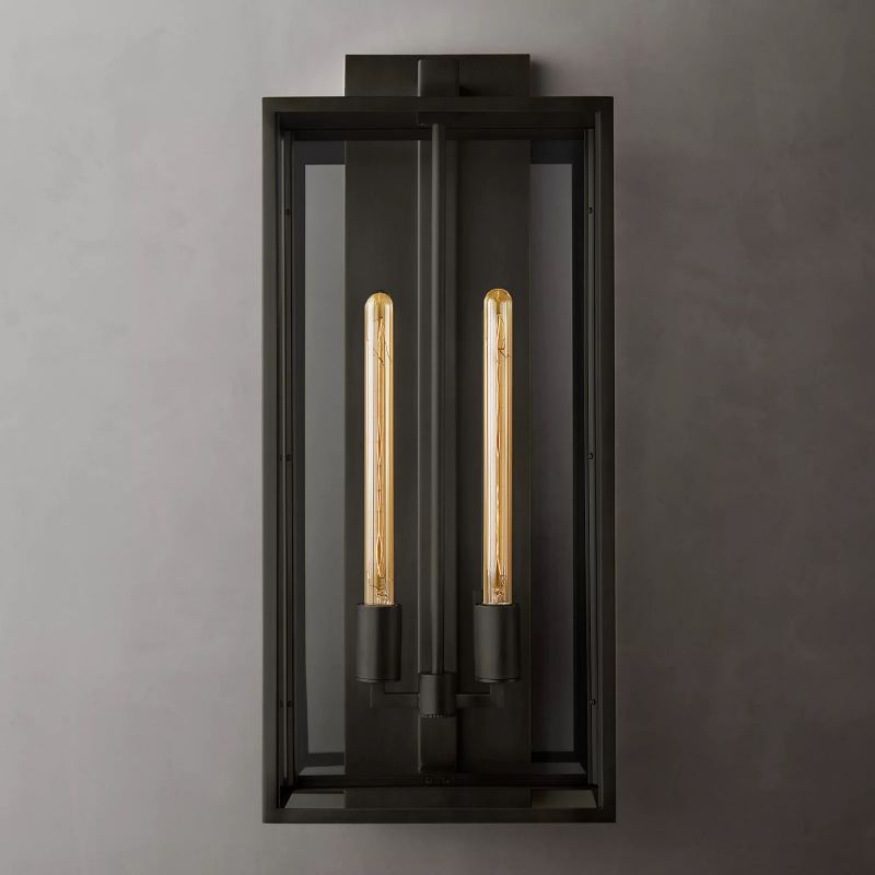 Glass & Steel Frame Wall Light Fixture with LED Bulb for Entryway, Bedroom & Hallway | Thomler