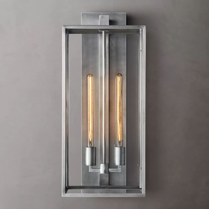 Glass & Steel Frame Wall Light Fixture with LED Bulb for Entryway, Bedroom & Hallway | Thomler