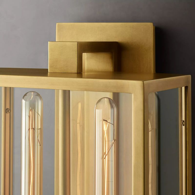 Glass & Steel Frame Wall Light Fixture with LED Bulb for Entryway, Bedroom & Hallway | Thomler