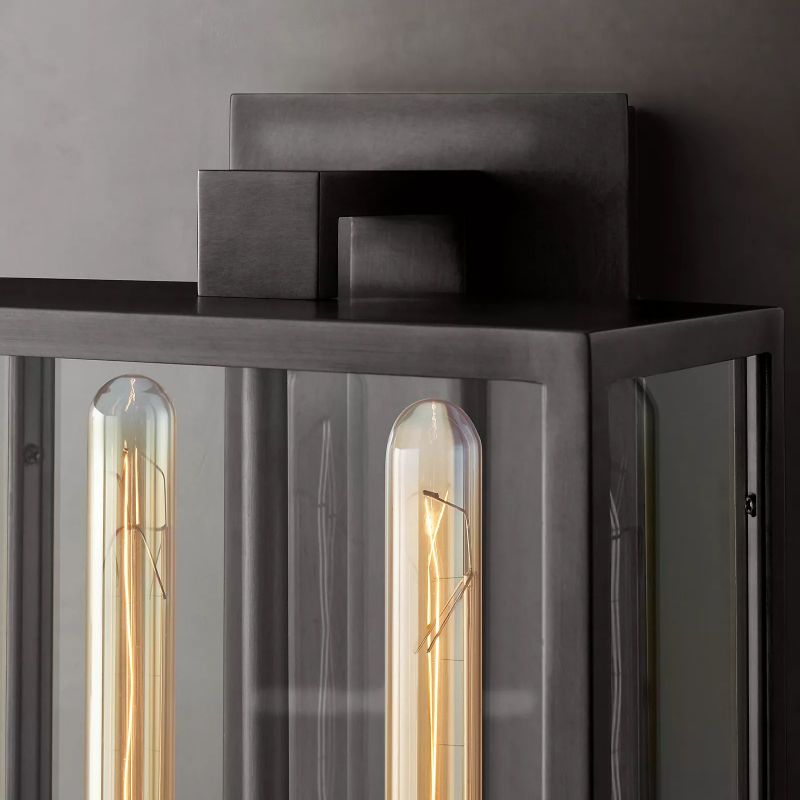 Glass & Steel Frame Wall Light Fixture with LED Bulb for Entryway, Bedroom & Hallway | Thomler