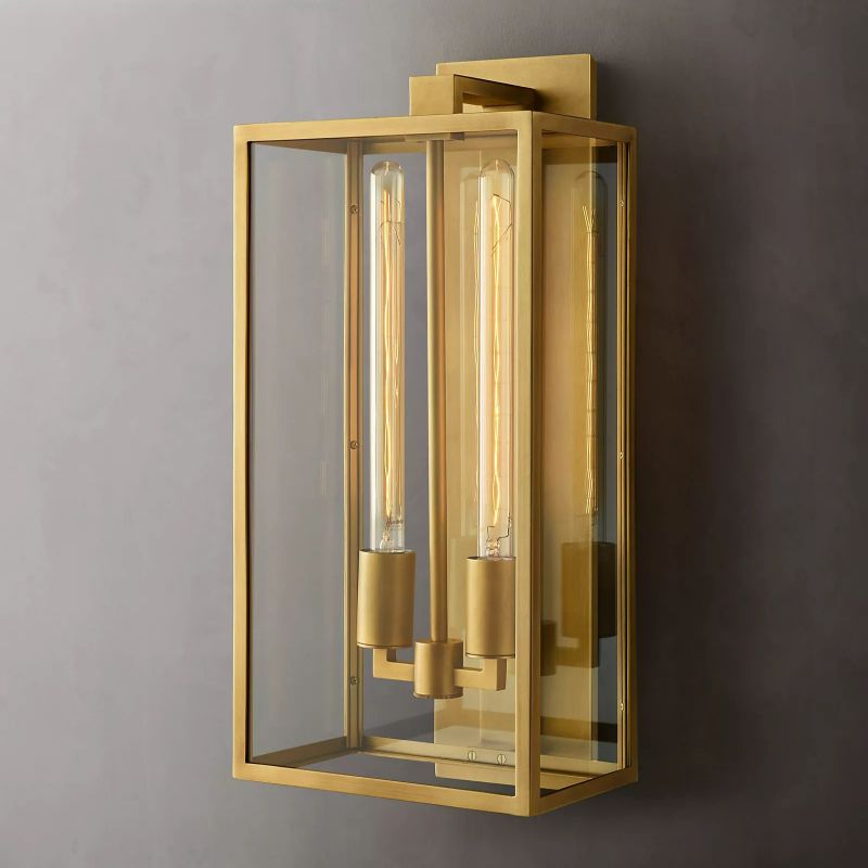 Glass & Steel Frame Wall Light Fixture with LED Bulb for Entryway, Bedroom & Hallway | Thomler