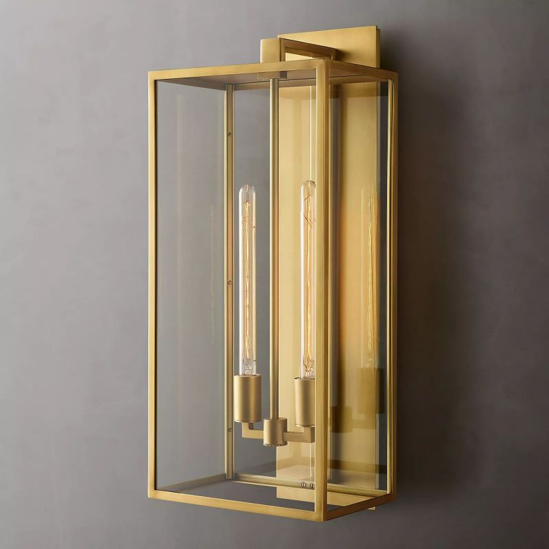 Glass & Steel Frame Wall Light Fixture with LED Bulb for Entryway, Bedroom & Hallway | Thomler