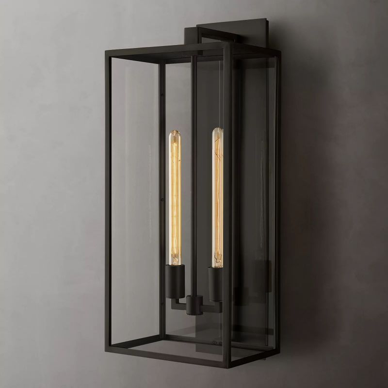 Glass & Steel Frame Wall Light Fixture with LED Bulb for Entryway, Bedroom & Hallway | Thomler