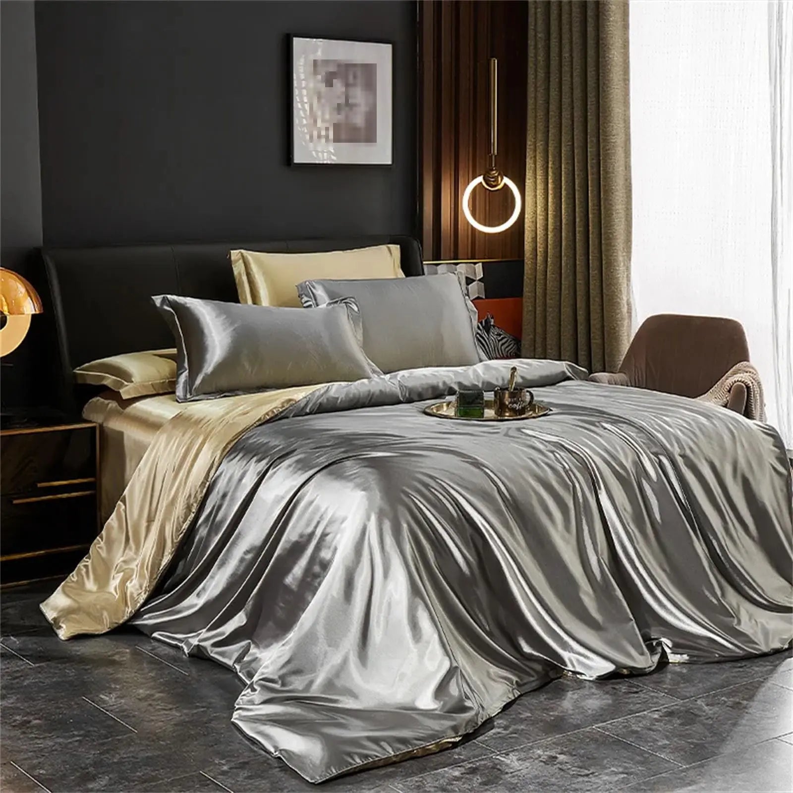 100% Mulberry Silk Sheet Set – Full Bed Ensemble with Duvet Cover, Fitted Sheet & Pillowcases for Cool, Luxurious Sleep | Thomler