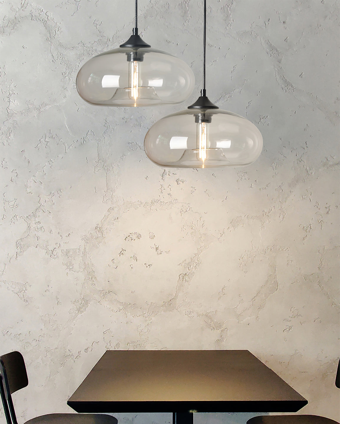 Pendant Light Glass 11 in Clear Indoor Ceiling LED E26 E27 Dining Room Kitchen Hanging Fixture | Thomler