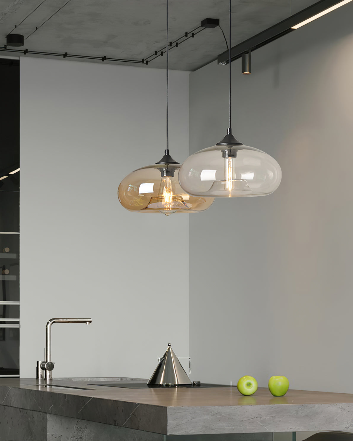 Pendant Light Glass 11 in Clear Indoor Ceiling LED E26 E27 Dining Room Kitchen Hanging Fixture | Thomler