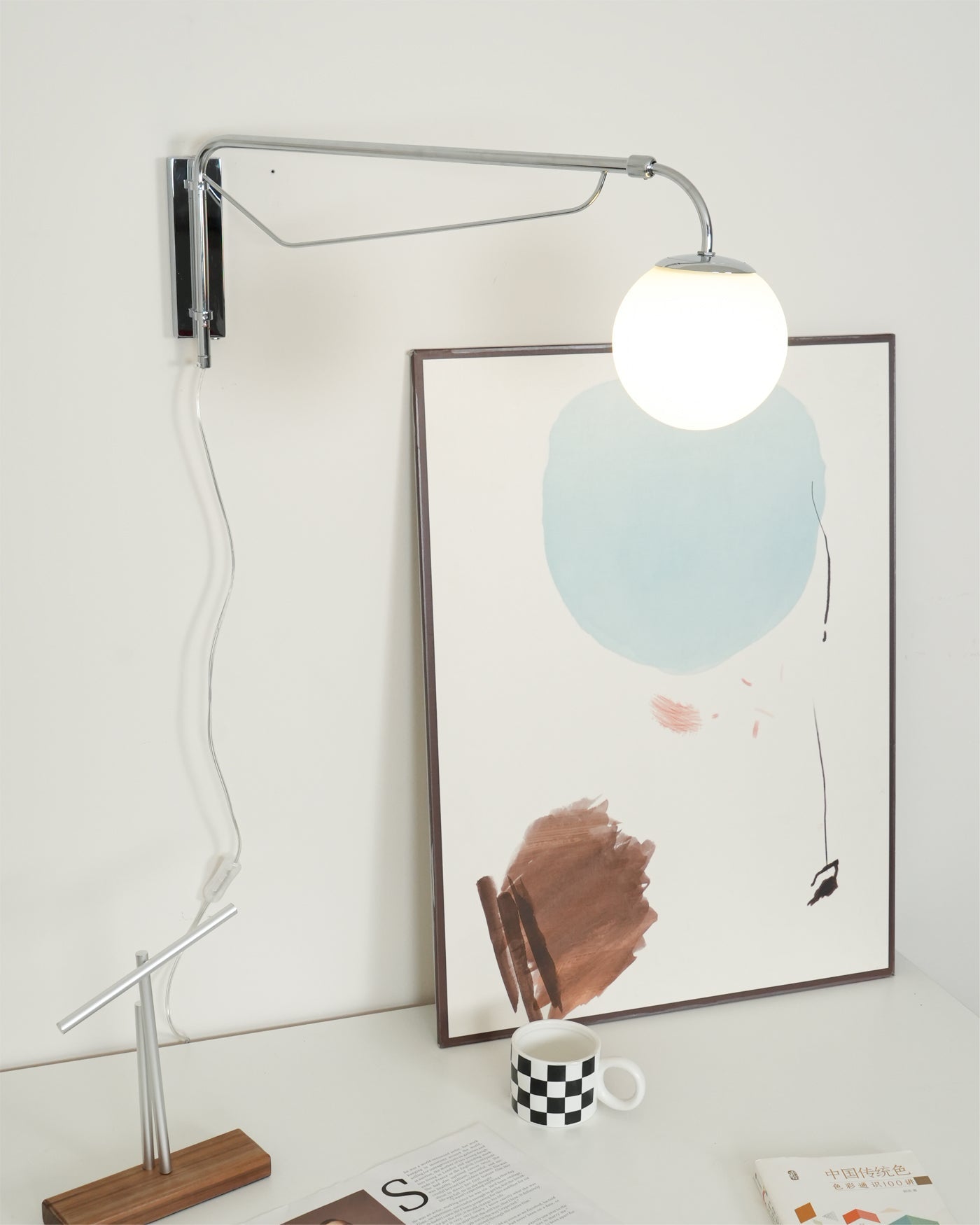 Wall Lamp Metal Adjustable 25.6 in Chrome Indoor LED E26 E27 Reading Light | Thomler