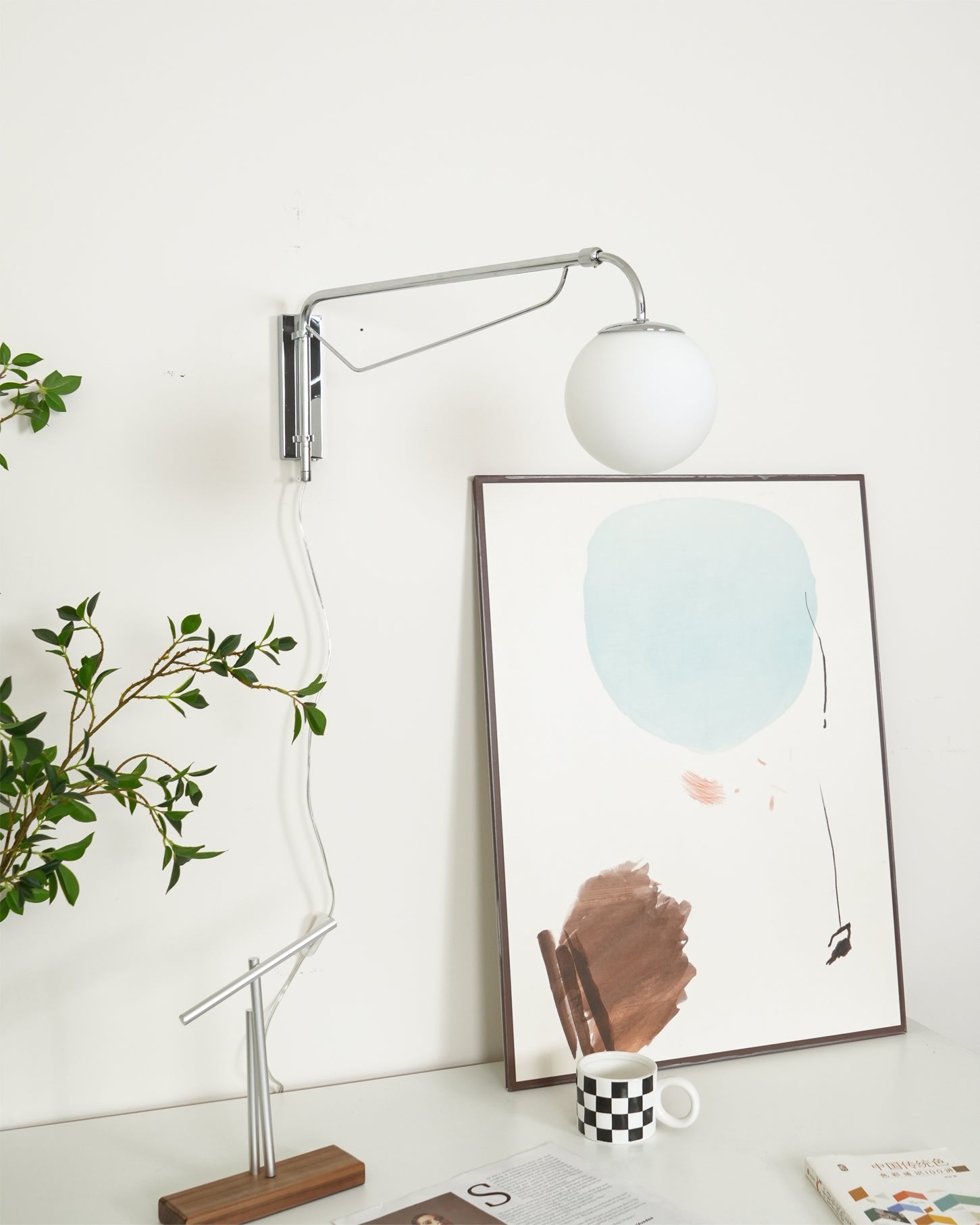 Wall Lamp Metal Adjustable 25.6 in Chrome Indoor LED E26 E27 Reading Light | Thomler