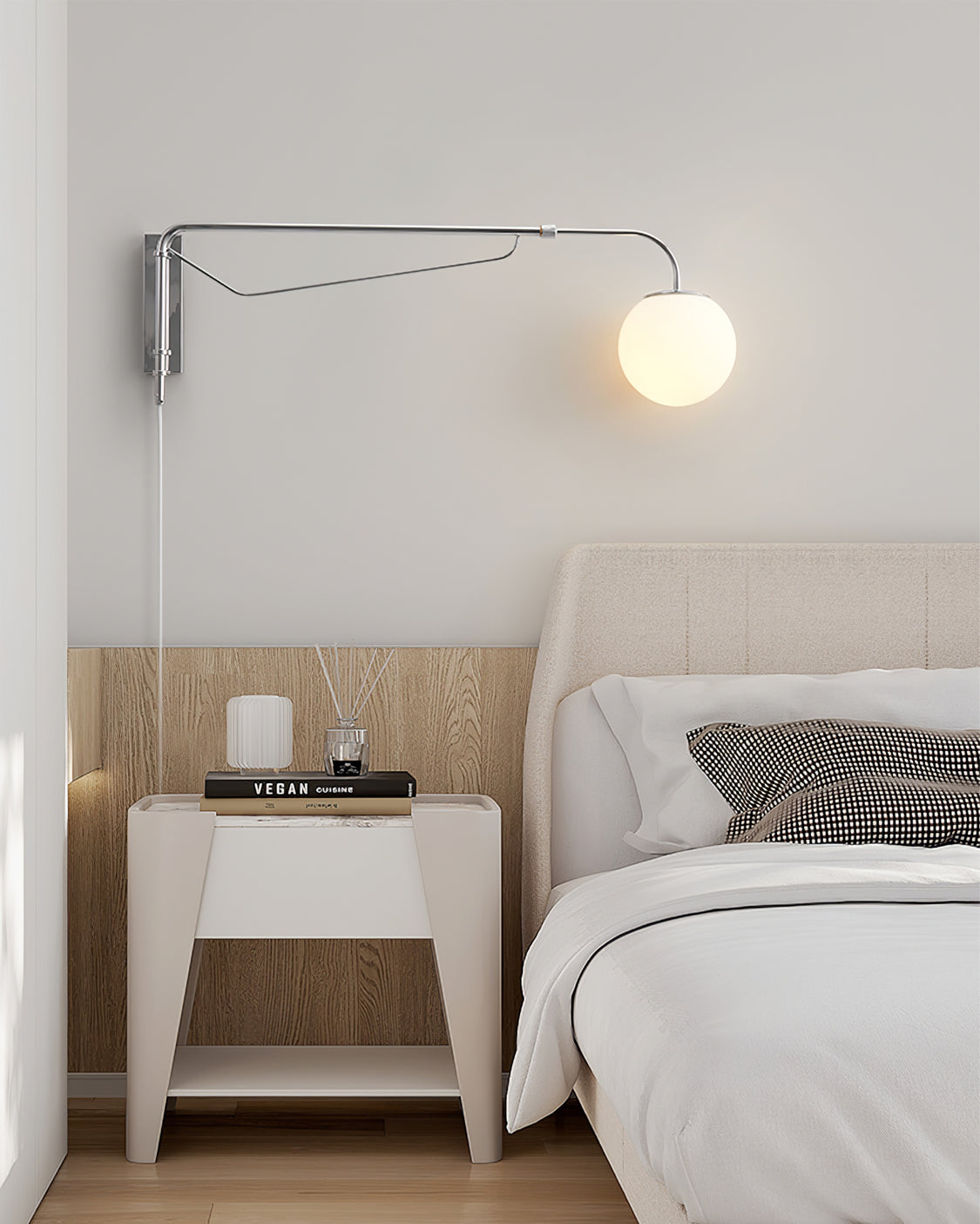 Wall Lamp Metal Adjustable 25.6 in Chrome Indoor LED E26 E27 Reading Light | Thomler