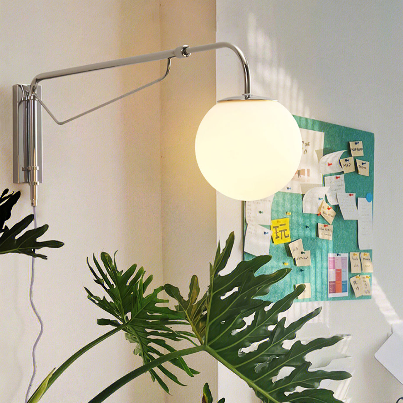 Wall Lamp Metal Adjustable 25.6 in Chrome Indoor LED E26 E27 Reading Light | Thomler