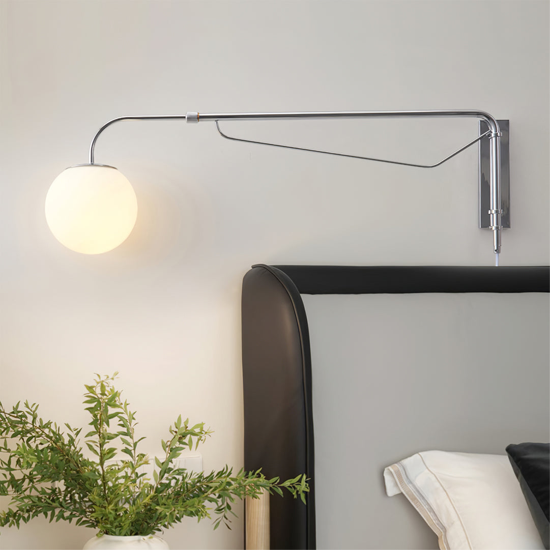 Wall Lamp Metal Adjustable 25.6 in Chrome Indoor LED E26 E27 Reading Light | Thomler