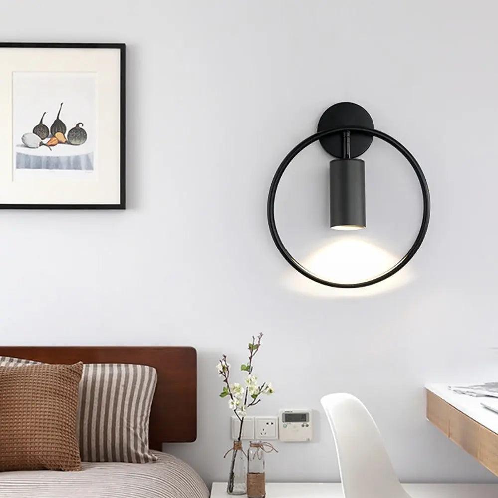Curved Metal Wall Sconce Light with Linear Arm Design | Modern Lighting for Bedroom Living Room Hallway | Available in Black Gold & Black-Go | Thomler