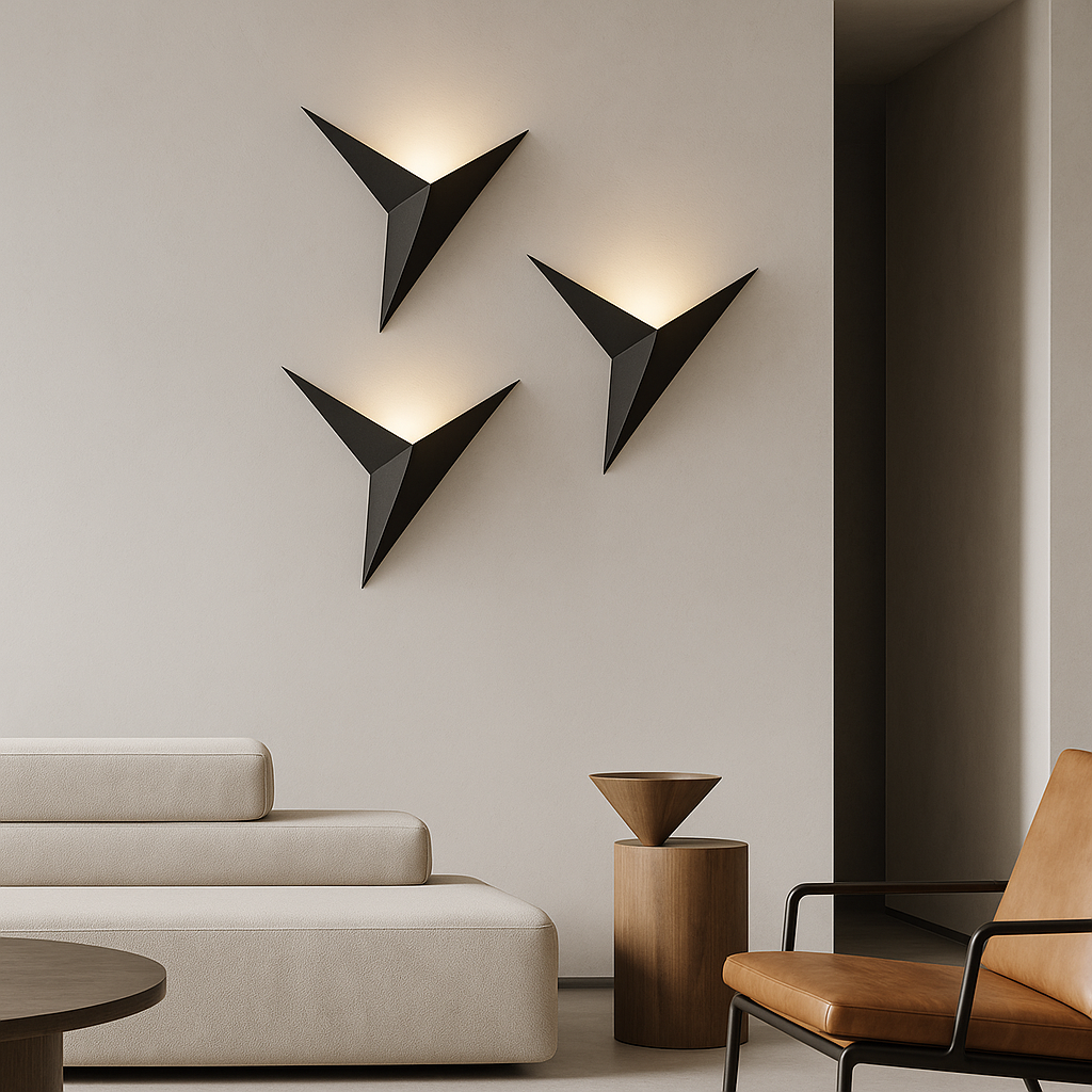 Wall Lamp Iron 20.0 cm Black Bedroom Living Room LED Lighting Origami Design | Thomler