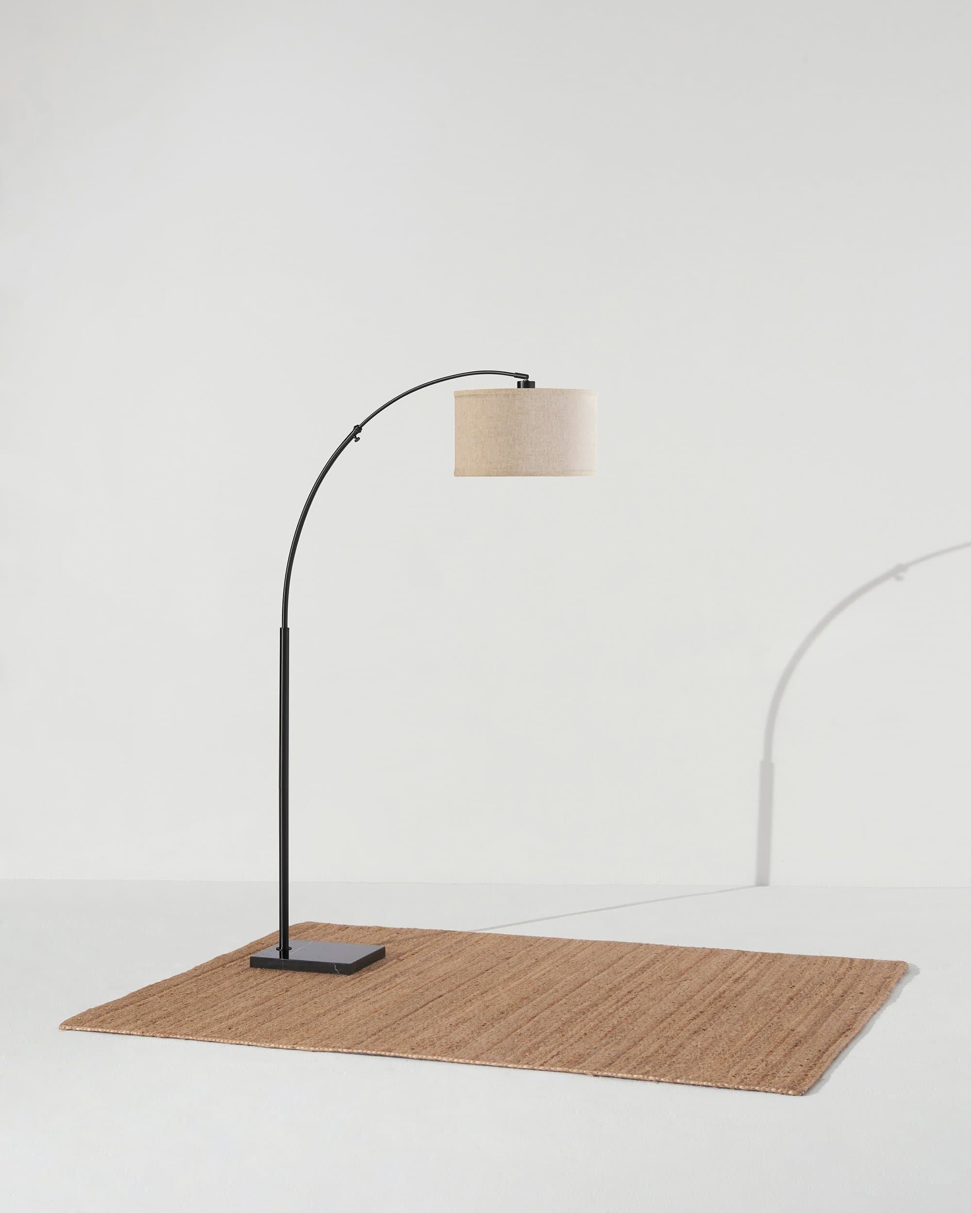 Booglamp Vloerlamp Met Marmeren Voet Messing Zwart 193cm Modern LED | Sansoti
